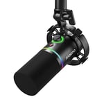 MAONO XLR/USB Dynamic Microphone, RGB Podcast Mic with Software for Streaming, Gaming, Recording, Voice-Over, Metal Microphone with Mute, Headphone Jack, Gain Knob & Volume Control-PD200X (Black)