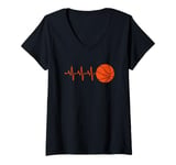 Womens Cool Basketball Heartbeat BBall Coach Player Men Kids Boys V-Neck T-Shirt