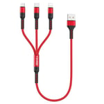 RAVIAD Câble Chargeur Multi Embout Court [50CM], 3 en 1 Câble Universel Cable multi chargeur de Chargement avec Lightning+ USB C+ Micro Connecteur pour iPhone, Samsung Galaxy, Huawei, OnePlus- Rouge