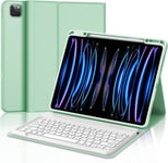 Coque Clavier AZERTY pour iPad Pro 12.9"" 6eme/5eme/4eme/3eme Generation 2022-2018,Clavier Magnétique Détachable, Vert Clair