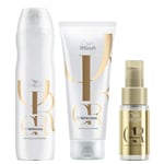 Lot Pour Cheveux Secs WELLA Kit Oil Reflections shampoo + conditioner+ Huile