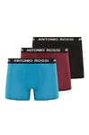 ANTONIO ROSSI (3/6 Pack) Men's Fitted Boxer Hipsters - Mens Boxers Shorts Multipack with Elastic Waistband - Cotton Rich, Comfortable Mens Underwear, Black, Blue, Burgundy (3 Pack), S