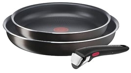 Tefal Ingenio Lot de 2 poêles 24/28 cm, Poignée amovible, Non induction, Revêtement antiadhésif, Empilable, Compatible lave-vaisselle, Easy Plus L1509202