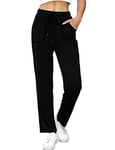 iClosam Womens Joggers Tracksuit Bottoms Cotton Jogging Bottoms Straight Leg Sweatpants Lounge Pants Sports Trousers with Pockets Black