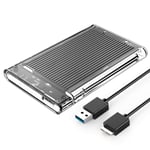 ORICO External Hard Drive Enclosure USB 3.0 Tool-free Caddy for 2.5 Inch SATA III SSD & HDD (Black Aluminium Heatsink) - Compatible with Windows, Mac, Linux, PS4, Smart TVE and More