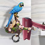Hosoncovy Decorative Resin Parrot Wall Ornament Hair Dryer Wall Mount Hair Dryer Wall Holder Rack for Most Hair Dryer for Dyson Supersonic/Philips/Folding Hair Dryer (Blue)
