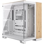 Corsair 6500X Tempered Glass Mid-Tower Dual Chamber PC Case - White / Bamboo CC-9011284-WW