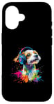 iPhone 16 Artistic Colorful Jack Russell Terrier Headphones Dog Jacky Case