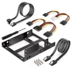 Black Cable Bracket Support de Kit de montage en métal XT-XITEN 2 baies 2.5 pouces à 3.5 pouces disque dur externe SSD avec câbles et vis d'alimentation de données SATA