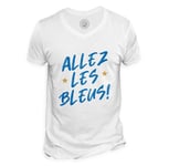 T-Shirt Homme Col V Allez Les Bleus ! Sport Foot France Team Football