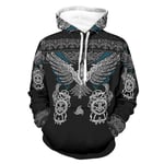 Twelve constellations Men's Hoodies Viking Eagle Funny Stylish Ultra Soft Print Pullover Black S