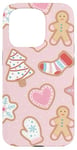 iPhone 15 Pro Pink Christmas Gingerbread Tree, Heart & Star Cute Holiday Case