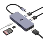 OOTDAY Hub USB C, Adaptateur multiport USB C pour Ordinateur Portable, Chromebook, Surface Pro 8, répartiteur USB 6 en 1 avec Lecteur de Carte SD/TF, 100 W PD, USB 3.0