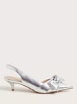 Monsoon Bronte Bow Kitten Heels, Silver