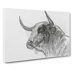 Big Box Art Stone Statue of a Bull in Abstract Canvas Wall Art Framed Picture Print, 30 x 20 Inch (76 x 50 cm), White, Grey, Black