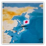 2 x Square Stickers 7.5 cm - Japan World Map Flag  #45439