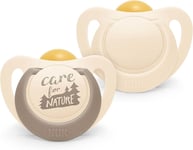 NUK for Nature Baby Dummy | 6-18 Months | Sustainable Rubber Soothers | Pack 2