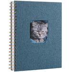 Scrapbook Linen Photo Album Memory Book 28.5 x 20.5 cm with Hard Cover White Pages Guest Baby Book for Wedding Travel Christmas (40 Sheets / 80 Pages, Navy Blue)