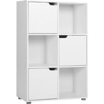 Bibliothèque Armoire 59,7x29,7x91cm Woltu tagère de Rangement en mdf avec 3 Portes 6 Compartiments, pour Salon Bureau, Blanc