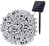 Solar String Lights, 20m 200 LED Waterproof 8 Light Mode (kylmä valkoinen) [Energialuokka A+++]