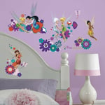 Thedecofactory - 18 Stickers Fée Clochette Disney Fairies Flowers Repositionnables