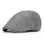 Summer Flat Caps Men Gray Linen Berets Male Vintage Elastic Driver Hat British Style Breathable Classic Directors Cap-Dark Gray Cap,M(55-60 Cm)