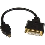 StarTech.com 8in Micro HDMI to DVI-D Adapter M/F - 8in Micro HDMI to DVI Cable - Connect a Micro HDMI phone or laptop to a DVI-D display (HDDDVIMF8IN),Black