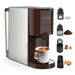 KOTLIE AC-513K 4 en 1 Multifonctionnel Machine à Café à Capsules, pour NES/DG/Café en Poudre/ESE Pod(44mm),19Bar, 0.8L réservoir de stockage d'eau(Brun)