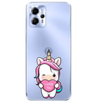 Coque pour Moto G13 G23 et G53 licorne coeur kawaii I love you