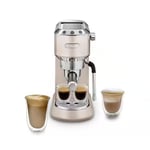 De'Longhi EC885.BG Dedica Arte Manual Espresso Coffee Machine with Milk Frother - Beige Gold