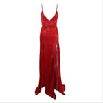 FTFTO Home Accessories Sparkling Evening Dress Women's Clothing Sexy Strapless Backless Sequin Dress Mopping Slit Long Skirt Pink L