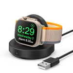 Support de Charge pour Apple Watch, Chargeur Portable pour iWatch avec câble USB C, Charge Rapide, Station de Charge sans Fil pour iWatch Series Ultra/9/8/7/6/5/3/2/SE, 49/45/44/42/41/40/38 mm, Noir