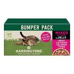 Harringtons Complete Wet Pouch Grain Free Hypoallergenic Adult Cat Food Mixed in Jelly Pack 40x85g - Beef, Chicken, Salmon & Tuna- Making Mealtimes Meatier