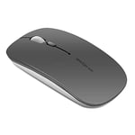 Uiosmuph Q5 Souris sans Fil Rechargeable, Ultra-Mince Optique Mouse Silencieux 1600 DPI Réglable Wireless Mouse pour Ordinateur, PC, Portable, MacBook (Gris)