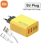 Xiaomi 10A 120W Ultra Fast Charger Kaapeli Super Fast Charger 4 Port USBC PD Quick Charging TypeC Laturi Xiaomi iPhone Huaweille