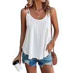 SEDEX Womens Tops, Summer Tops for Women UK Ladies Sleeveless Vests Round Scoop Neckline Swing Vest Tops Loose Fit Tanks Casual Tees Spaghetti Strap Camisole(White,S)