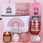 Birthday Gifts Box for Women, Unique Happy Birthday Hampers Pamper Gift Basket for Her, Female Self Care Package Birthday Presents Gifts Ideas for Women Best Friend Bestie Sister Auntie Mum