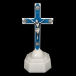 Europeisk stil Boutique LED-lampor Kristus Jesus På för kors Hem Kyrka Be Prydnadsföremål Kyrkan Souvenir Dekorativt ljus Blue