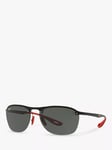 Ray-Ban RB4302M Men's Scuderia Ferrari Collection Oval Sunglasses, Black Red/Green