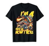 Kids 4 Year Old Tee 4rd Birthday Monster Truck dinosaur Car T-Shirt