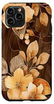 Coque pour iPhone 11 Pro Marron Moderne Ethnique Mignon Fleur Sauvage Esthétique Motif Floral