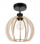 Light-Home Abat Jour Suspension Luminaire Lustre Industriel Timber - Moderne Abat Jour Plafond pour Chambre Salon et Cuisine - en Metal et Bois - À 1 Lumières - Grande Balle