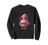 Heart Gnome Graphic And Valentines Flowers For Her Cute Love Sweatshirt