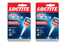 Loctite Super Glue-3 Précision, colle forte pour réparations précises, colle liquide tous matériaux, colle transparente à séchage rapide, flacon 5 g (Lot de 2)