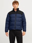 Jack & Jones Jack & Jones Colourblock Padded Coat, Navy, Size S, Men