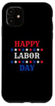 Coque pour iPhone 11 Étoiles rouges blanches et bleues pour la fête du travail