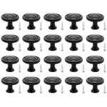 Bouton De Meubles, 20 pcs Alliage D'Aluminium Boutons De Tiroir, Boutons De Porte Tiroir De Poignée Pour Placard Armoire Cuisine Noir - Norcks