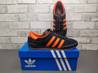 Mens Adidas Jeans MK2 Trainers Size UK 8 Black Suede, Orange Stripes, New