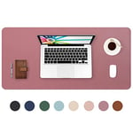 DOBAOJIA Sous-Main Bureau, Tapis de Bureau, Tapis de Clavier et Souris, Tapis de Portable, Pad Écriture, Mouse Pad, pour Bureau/Maison/Gaming, PU Étanche + Suède Antidérapant 70 x 35cm (Rose Foncé)