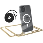 Magsafe phone chain for Apple iPhone 15 cover with band metal gold cord black